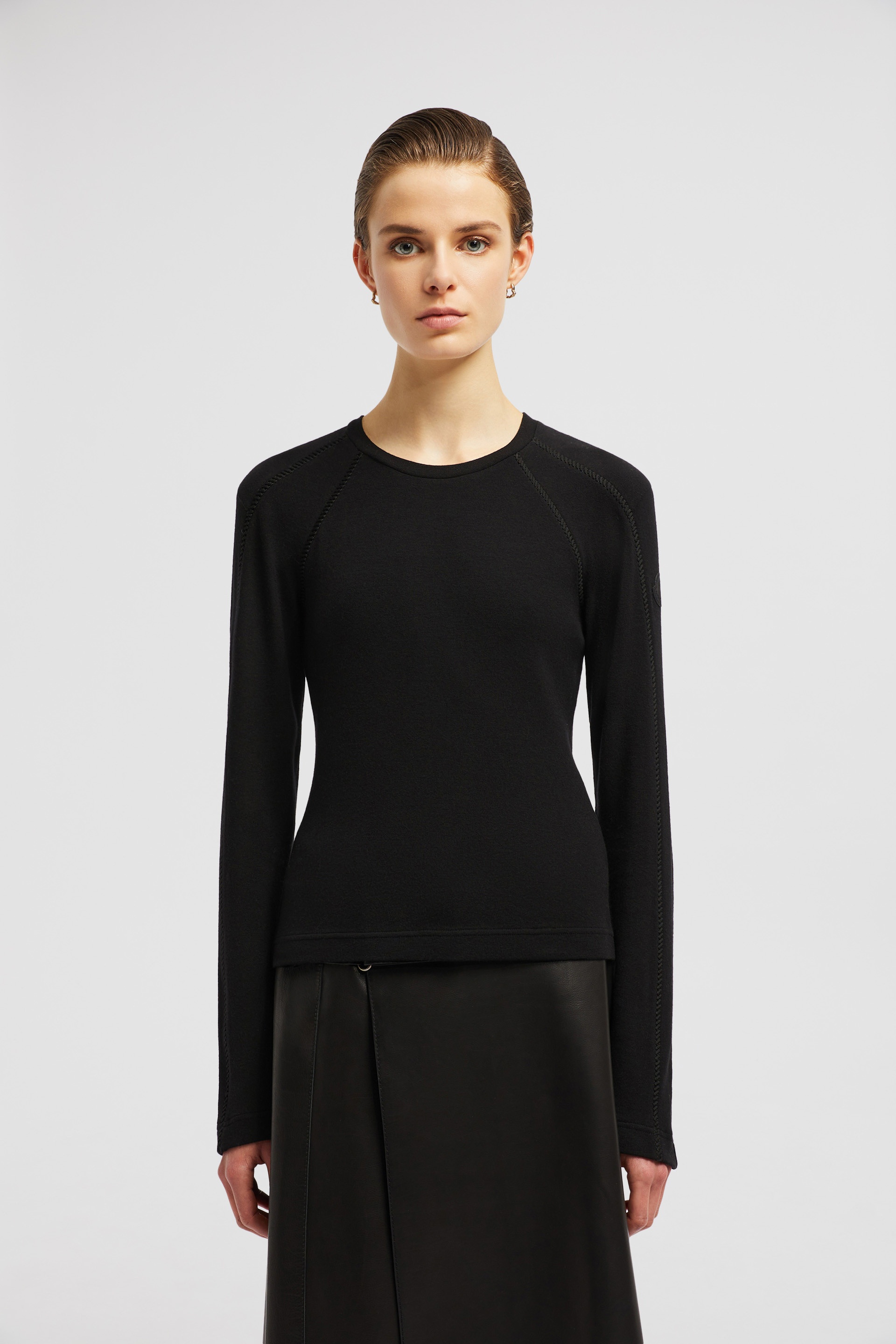 Embroidered Long Sleeve Wool T-Shirt - 3