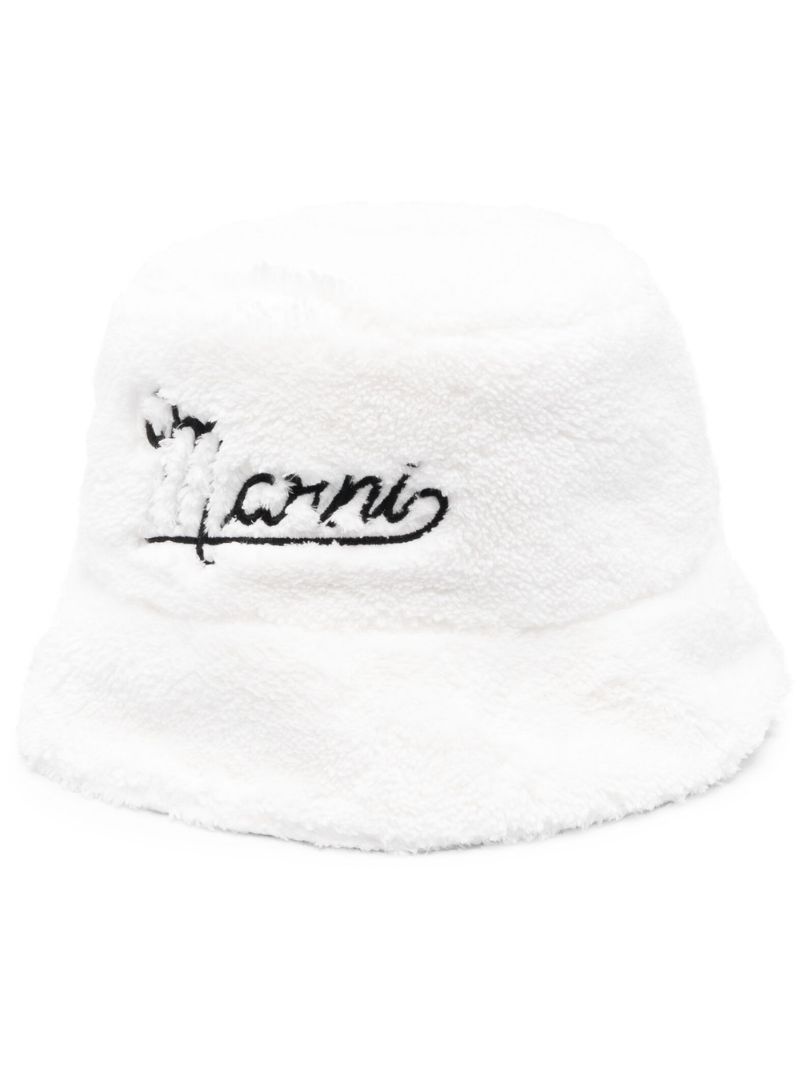textured embroidered-logo bucket hat - 1