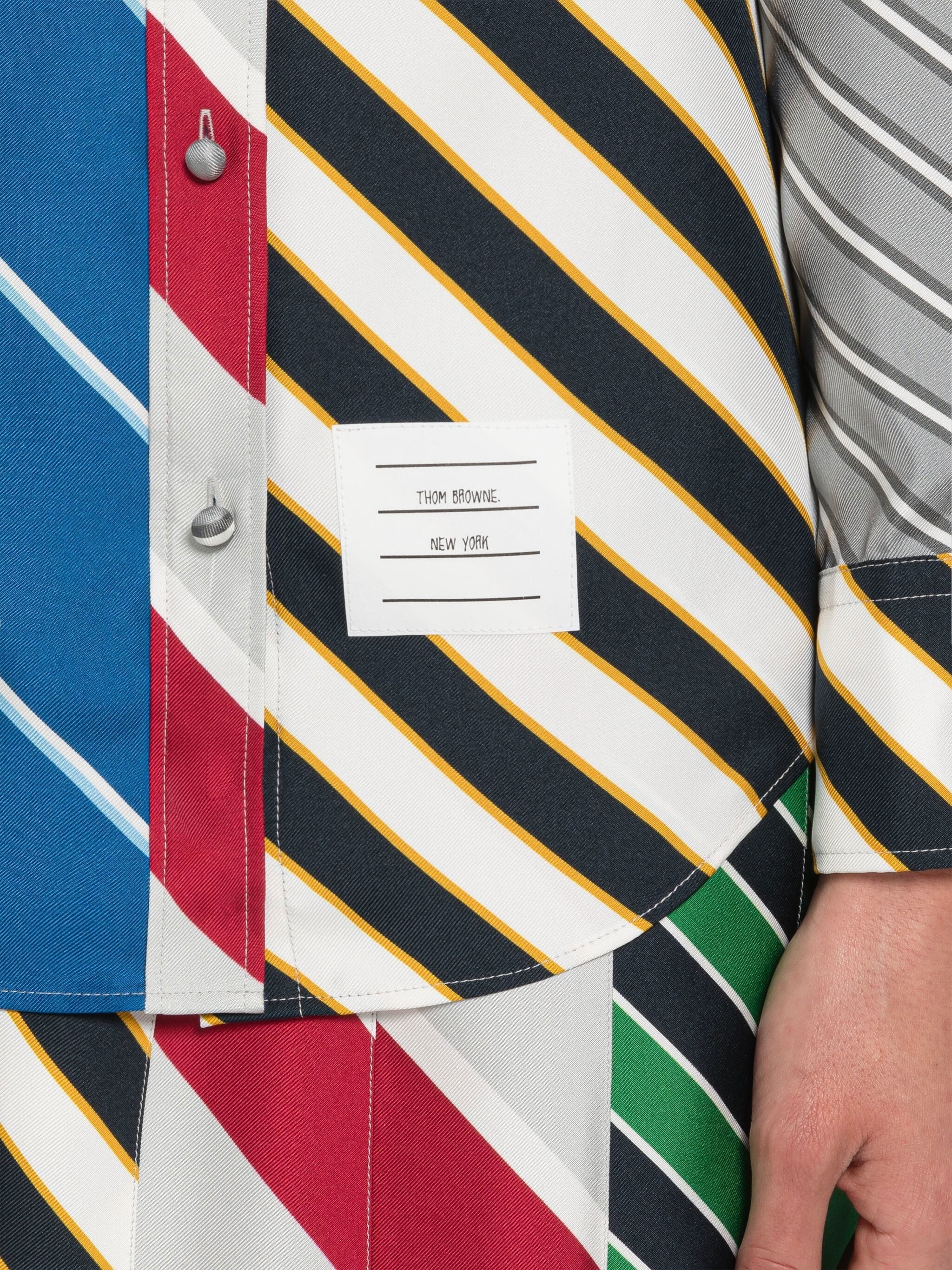 Fun-Mix Awning Stripe Silk Classic Point Collar Shirt - 6