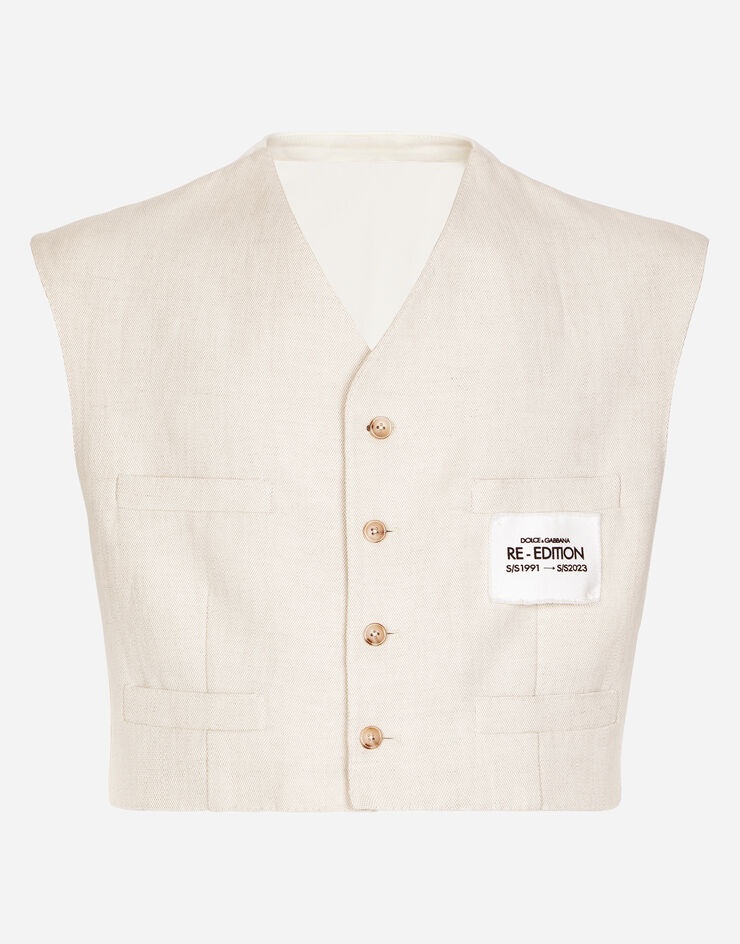 Linen and cotton vest with jersey details - 1