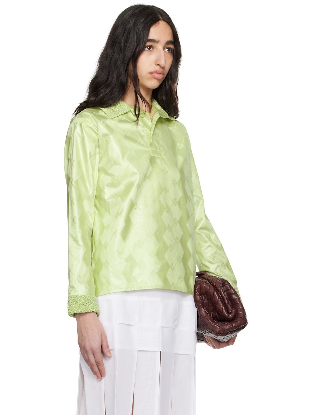 Green Bazan Long Sleeve Polo - 2