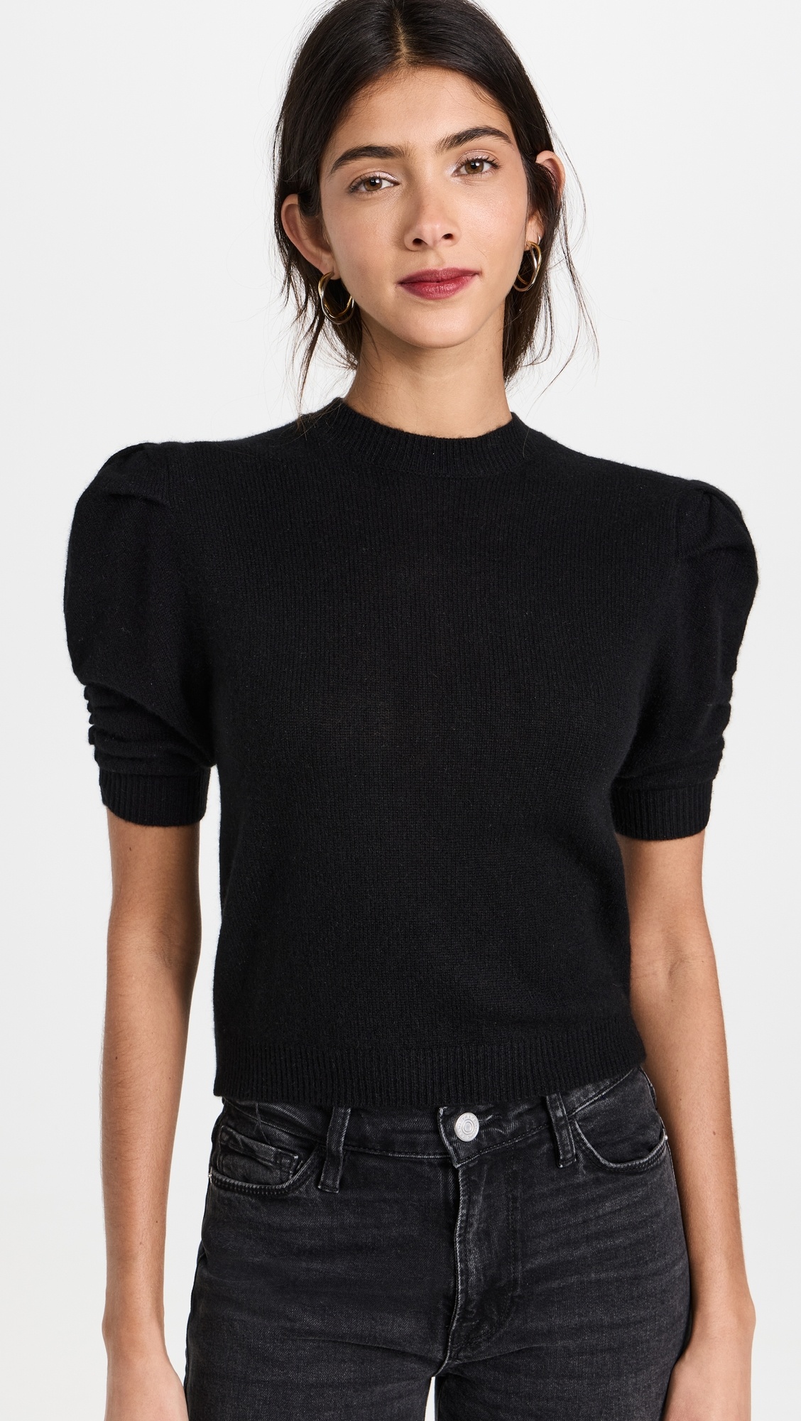 Ruched Sleeve Cashmere Sweater - 1