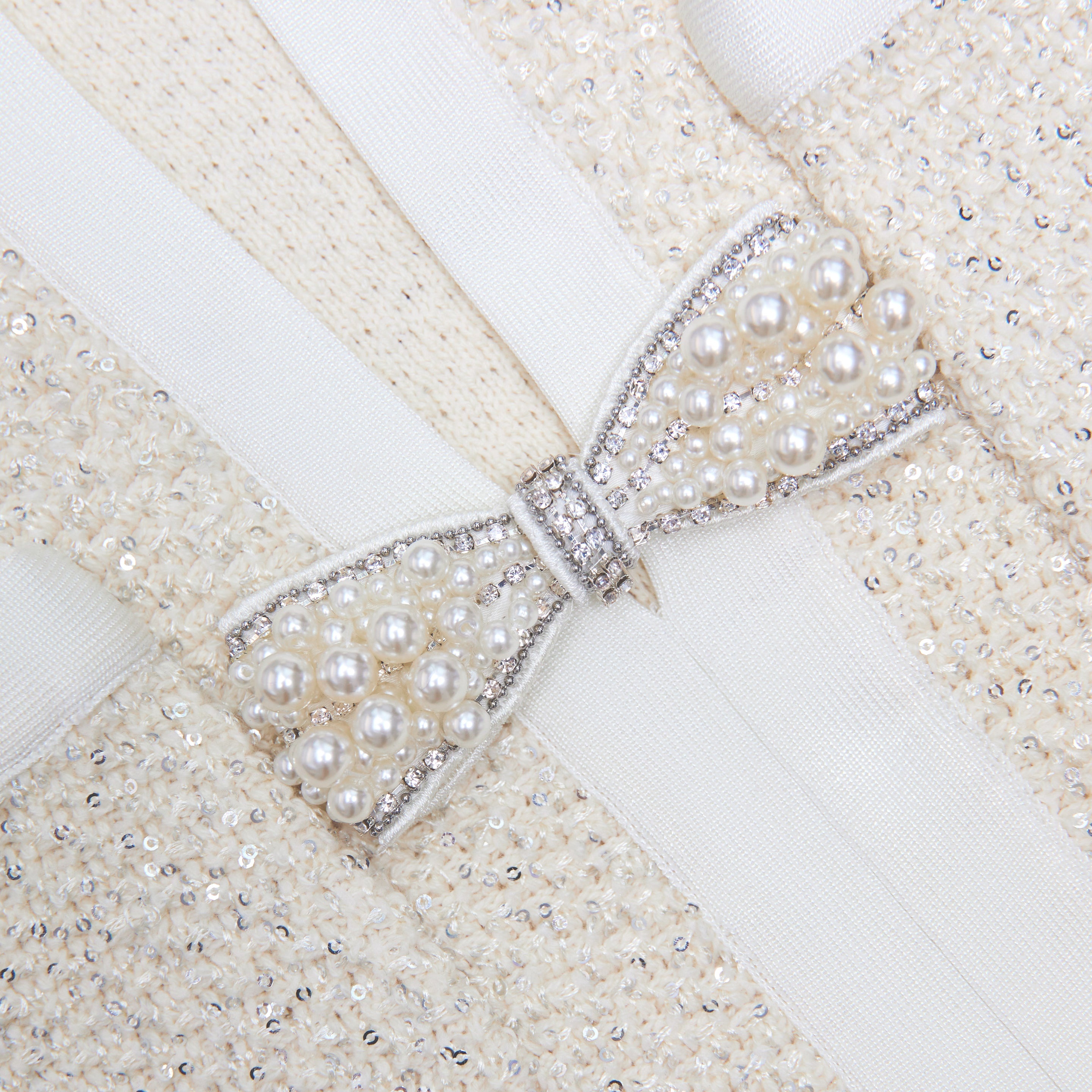 Cream Sequin Knit Top - 5