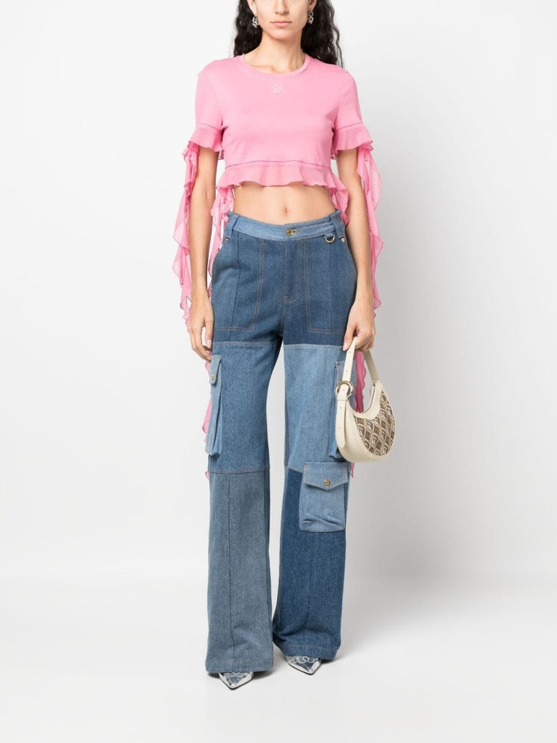 Blumarine logo-embroidered ruffled blouse outlook