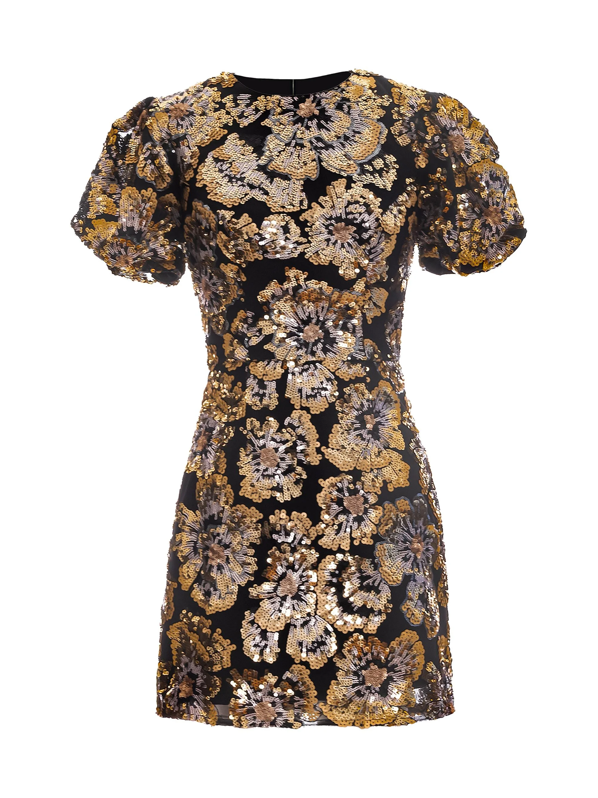 Women's Elsie Puff-Sleeve Cocktail Minidress - Gold Multi - 1