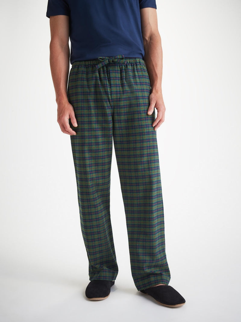 Derek Rose Men's Lounge Pants Kelburn 47 Brushed Cotton Green outlook
