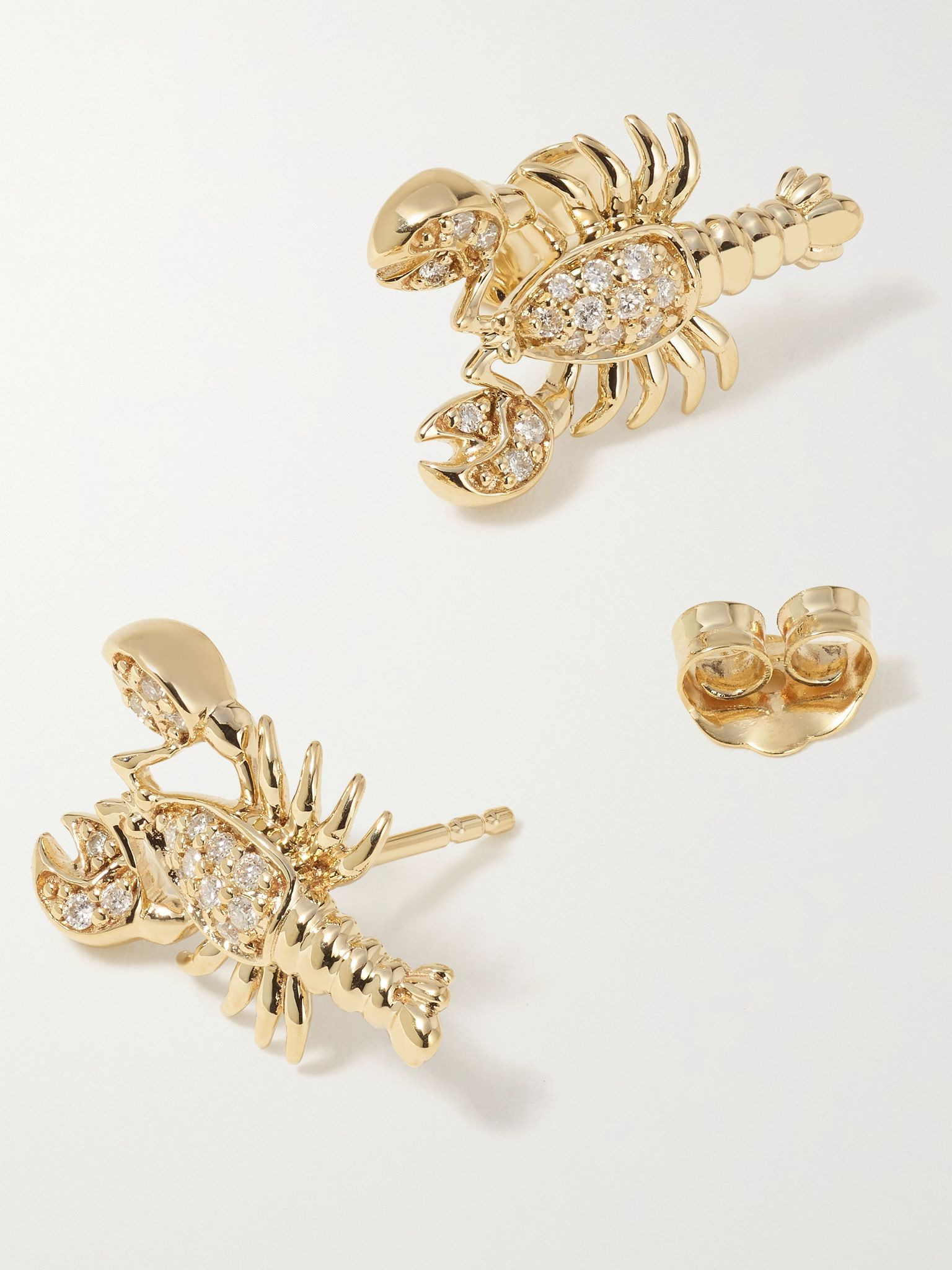 Lobster 14-karat gold diamond earrings Gold - 4
