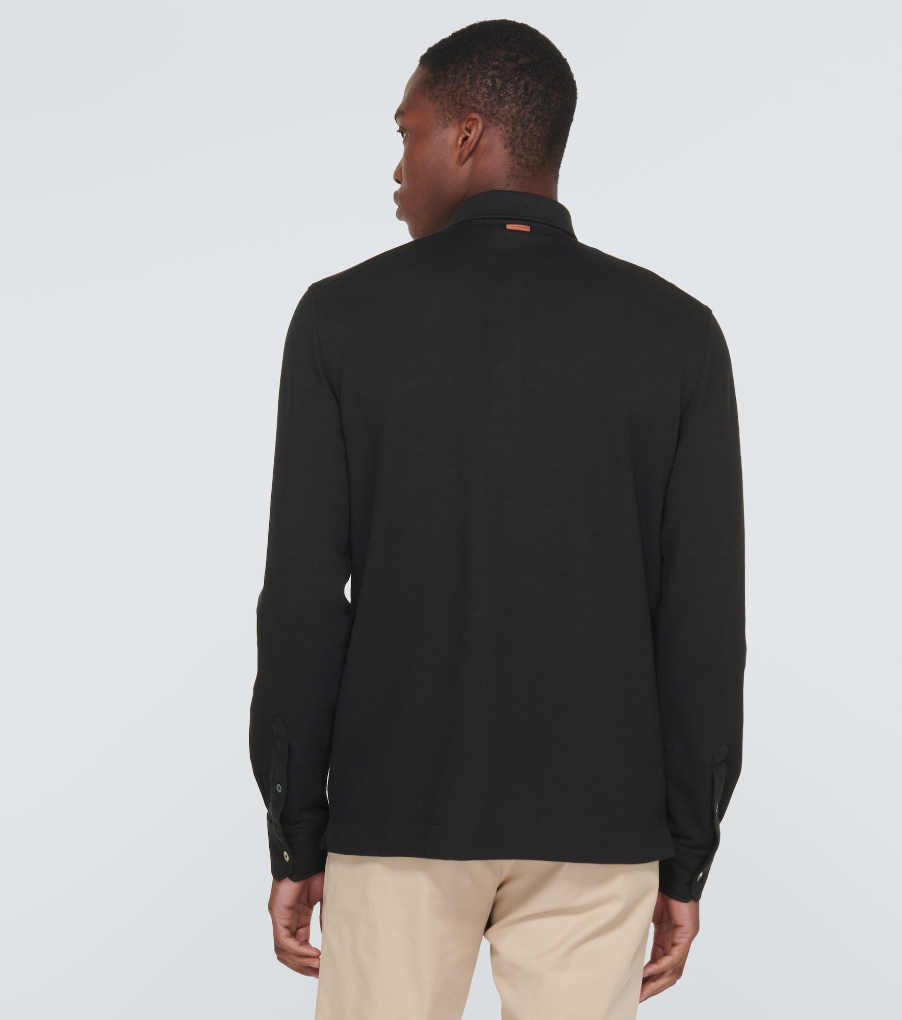 Long-sleeved cotton piqué polo shirt - 4