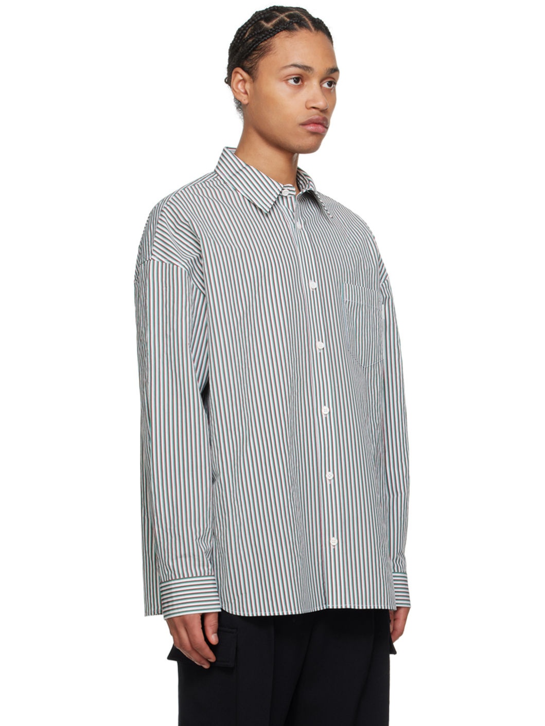 White & Green Striped Shirt - 2