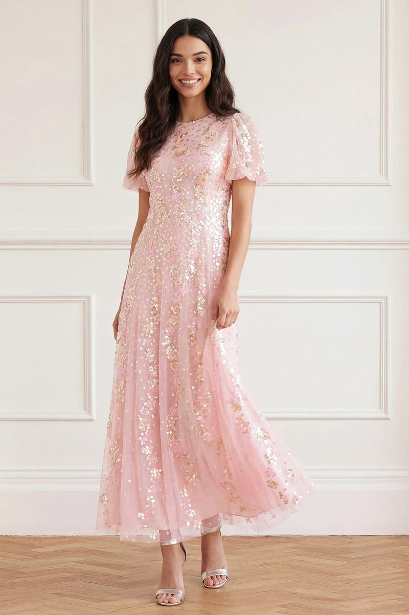 Needle & Thread Confetti Round Neck Ankle Gown outlook