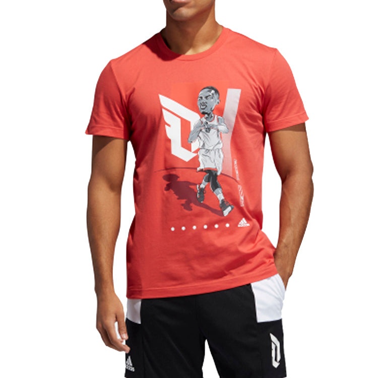 adidas Basketball Sports Round Neck Short Sleeve Red FT8837 - 3