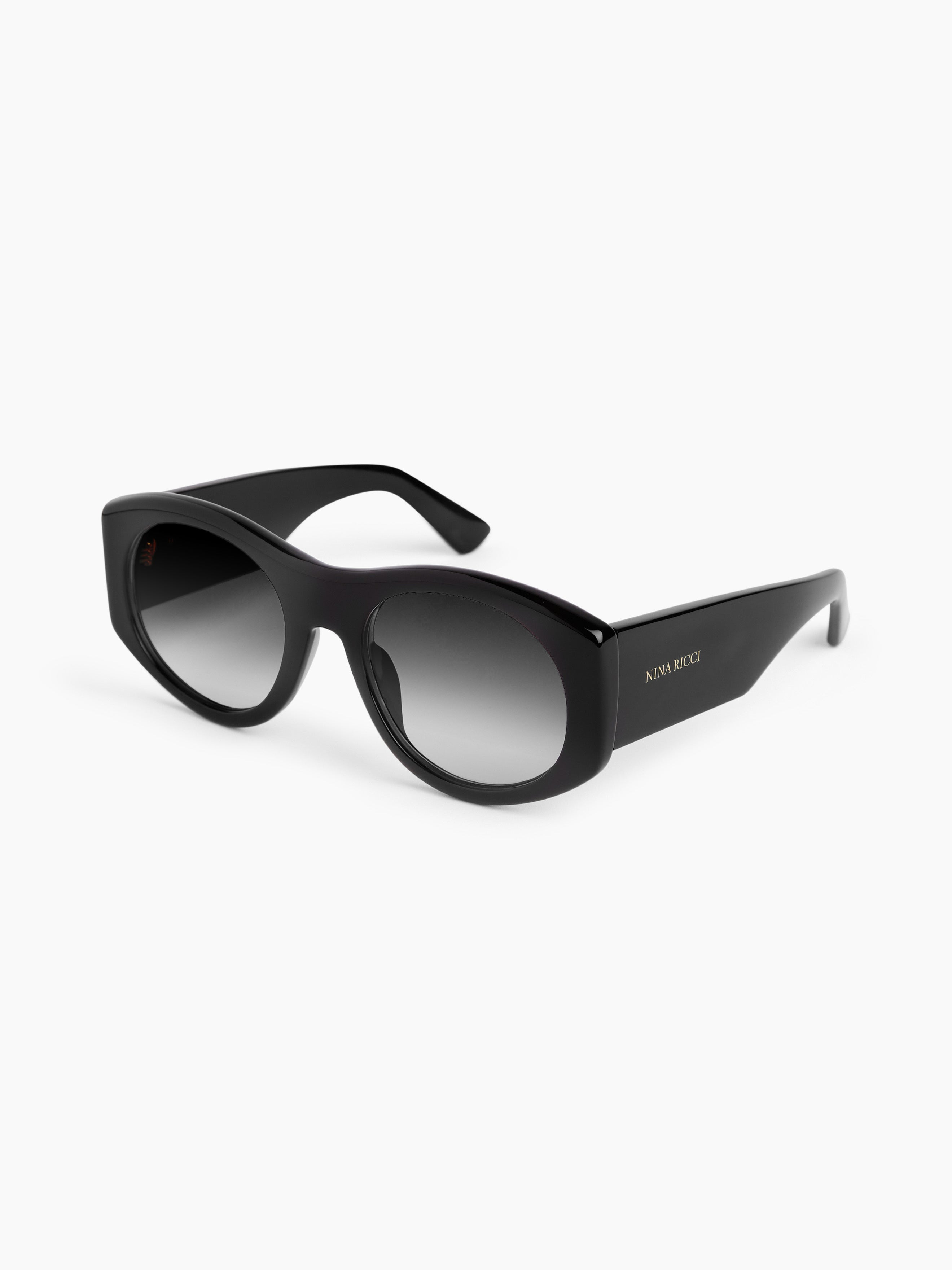 Full Moon round shiny black Sunglasses - 4