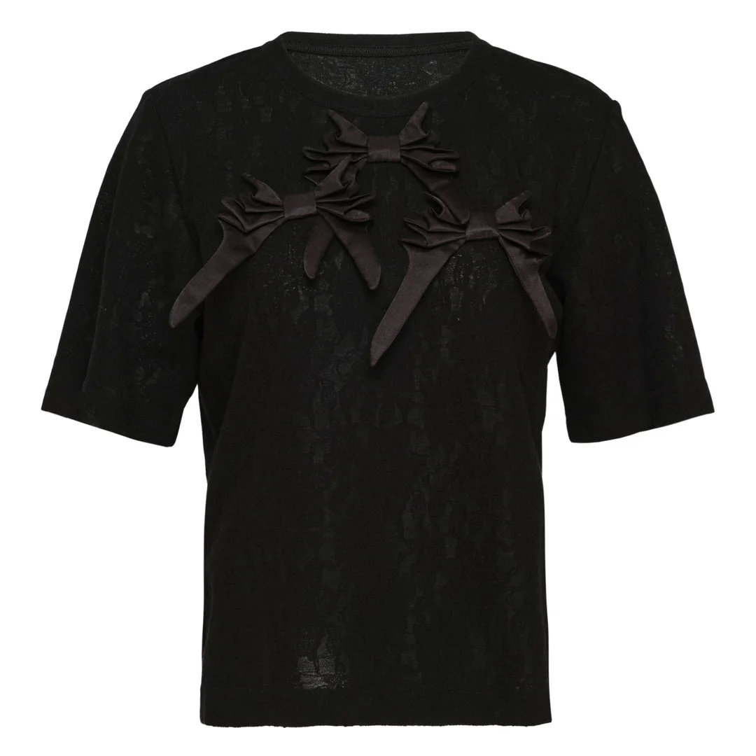 Bow Detail Short Sleeve Tee - 1