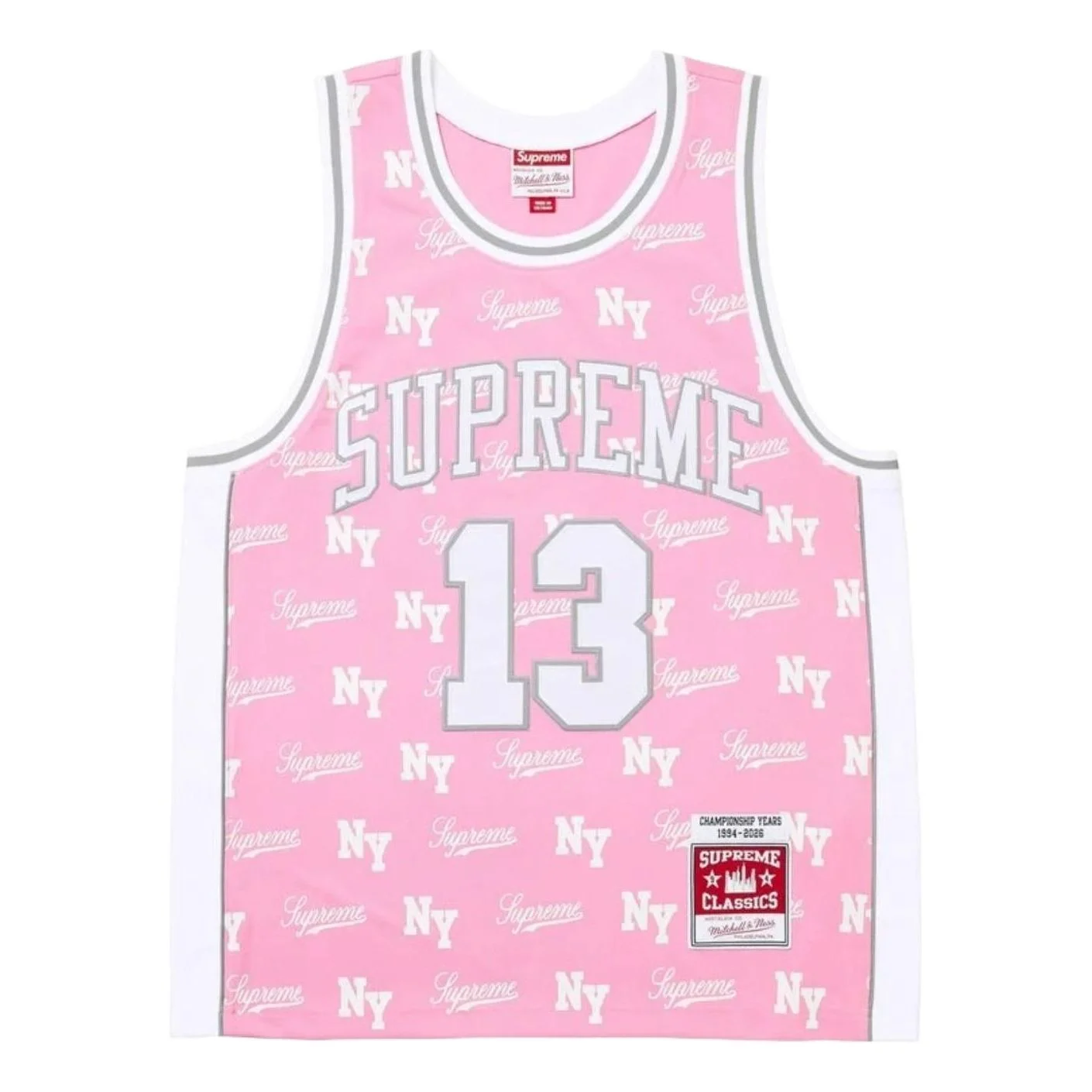 Supreme x Mitchell & Ness SS26 Monogram Basketball Jersey 'Pink' SUP-SS26-220-PNK - 1