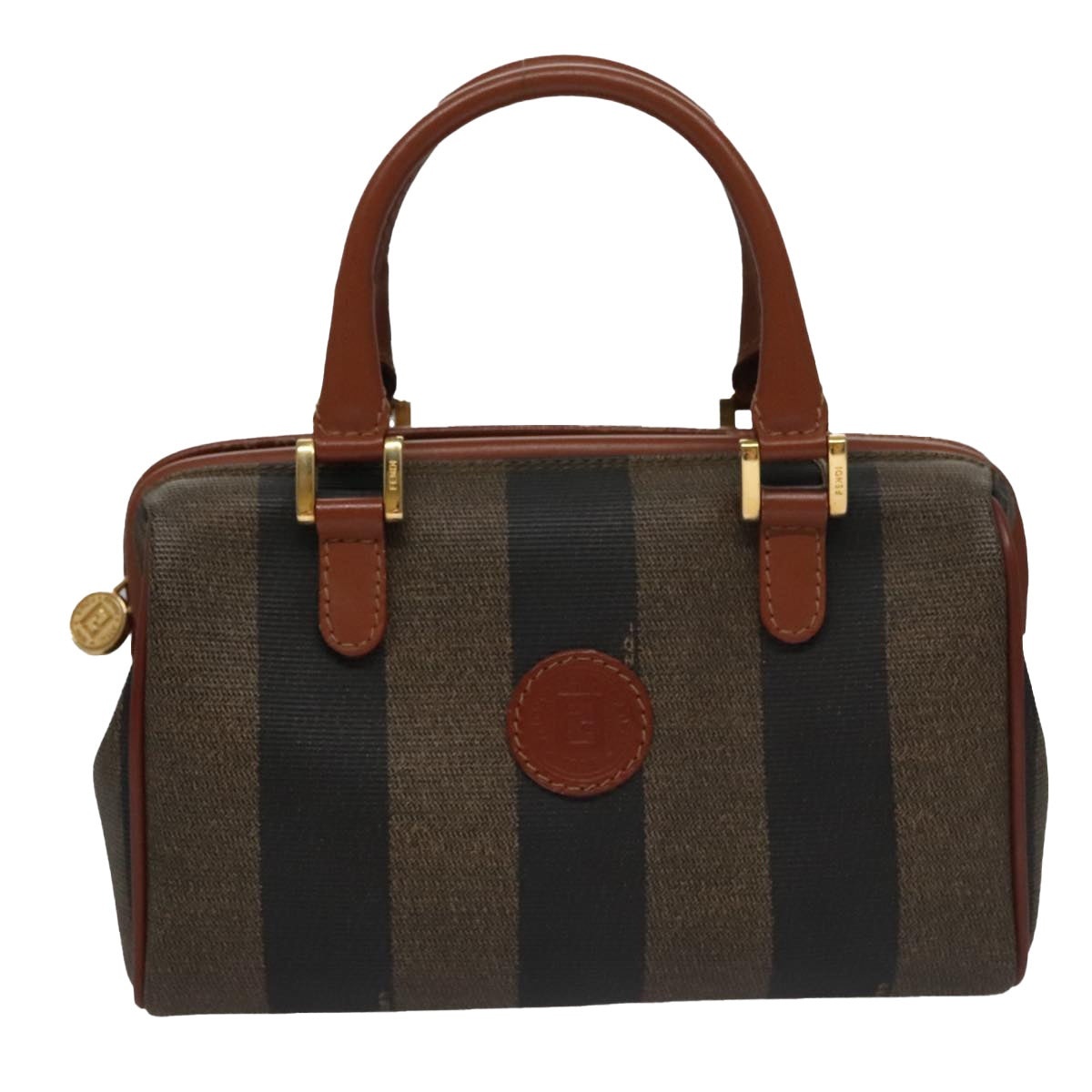 FENDI Pecan Canvas Mini Hand Bag Brown Black - 13