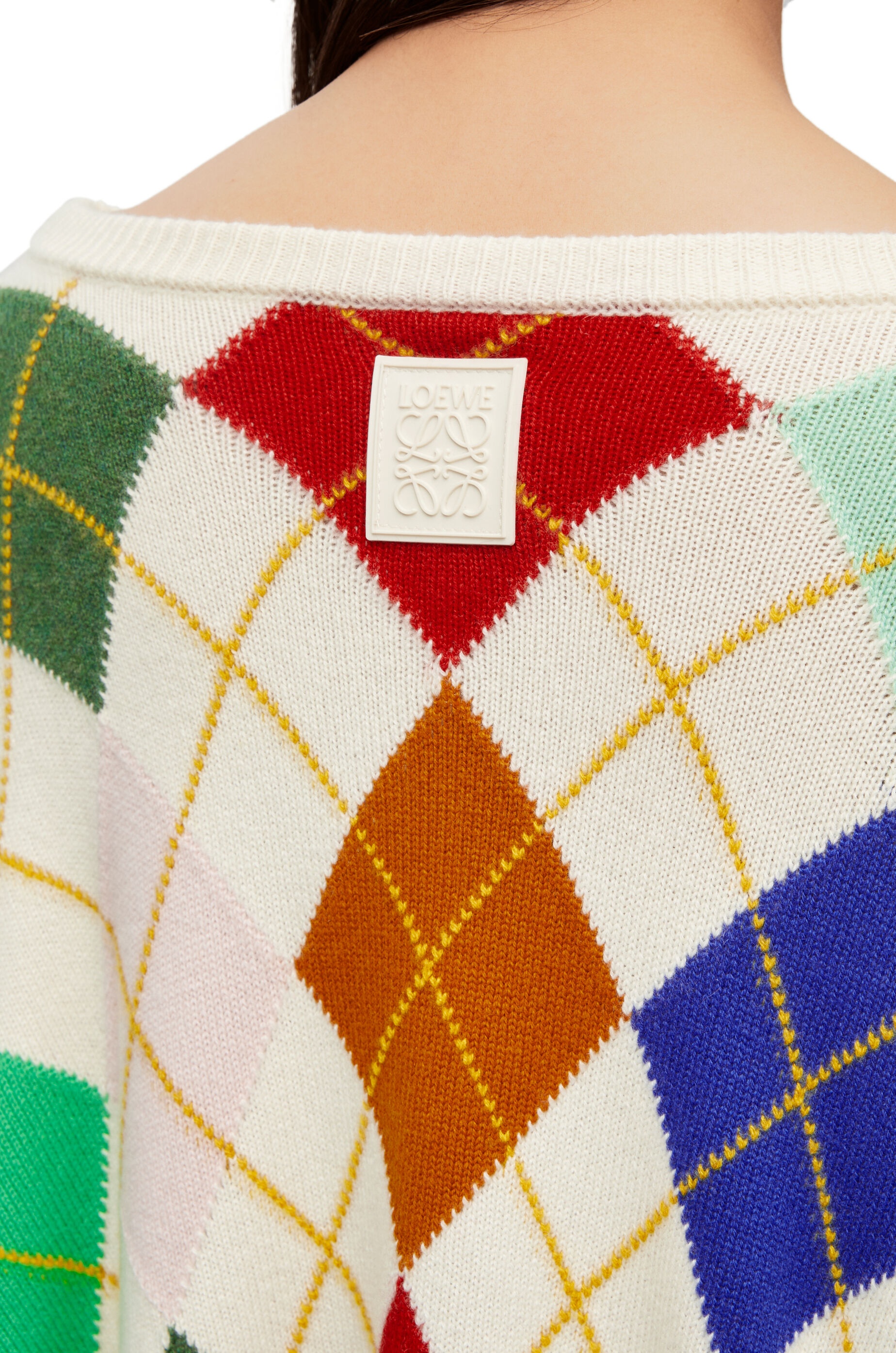 Oversized Argyle sweater in cashmere - 5