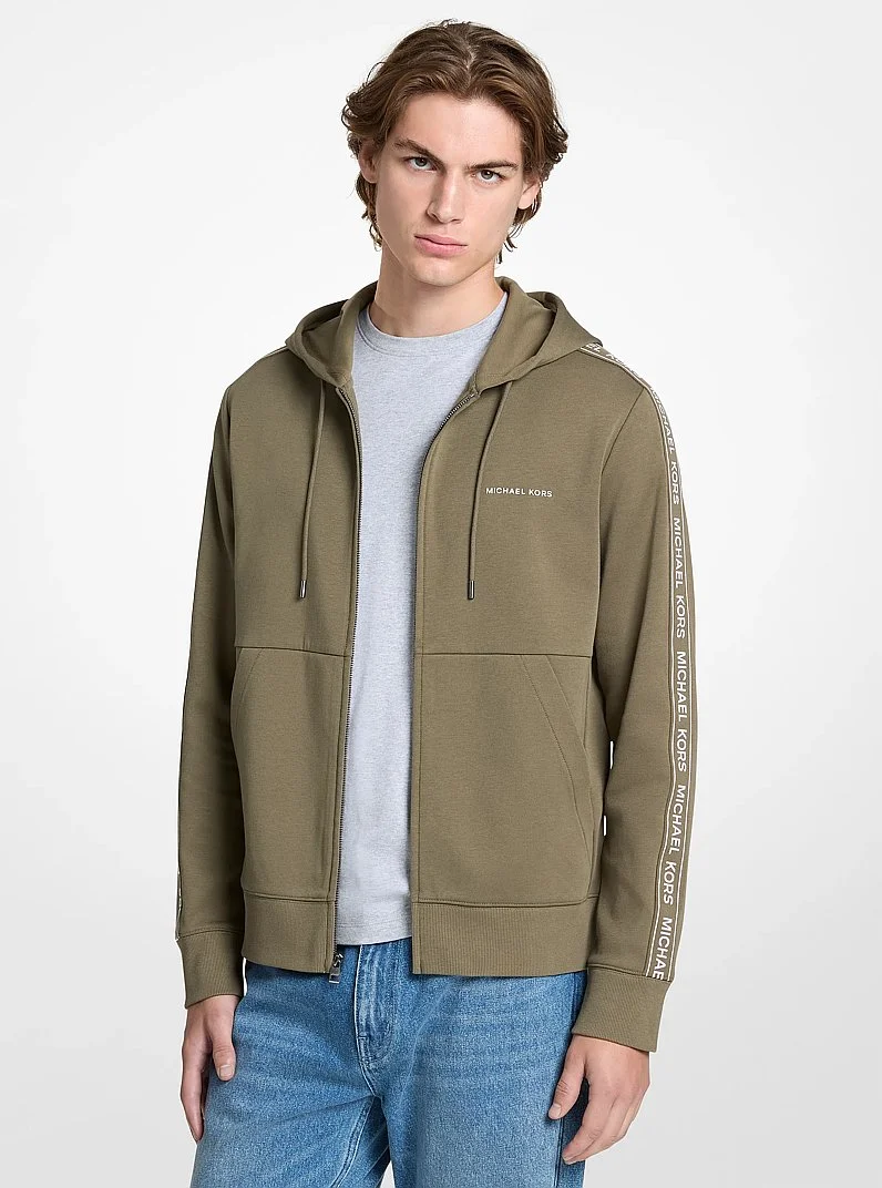 Logo Tape Cotton Blend Zip-Up Hoodie - 1