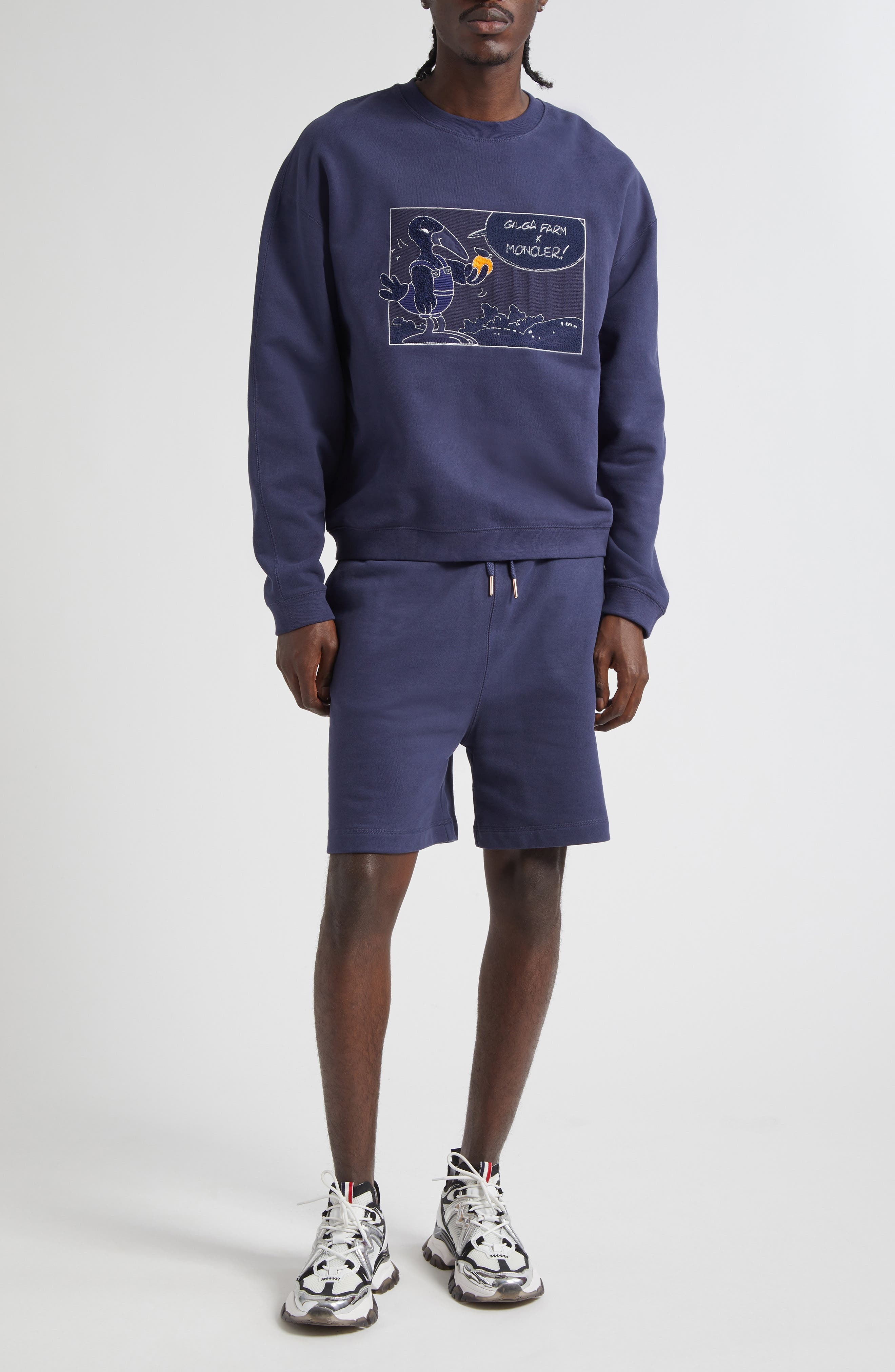 Moncler Logo Patch Drawstring Sweat Shorts in Navy at Nordstrom - 2