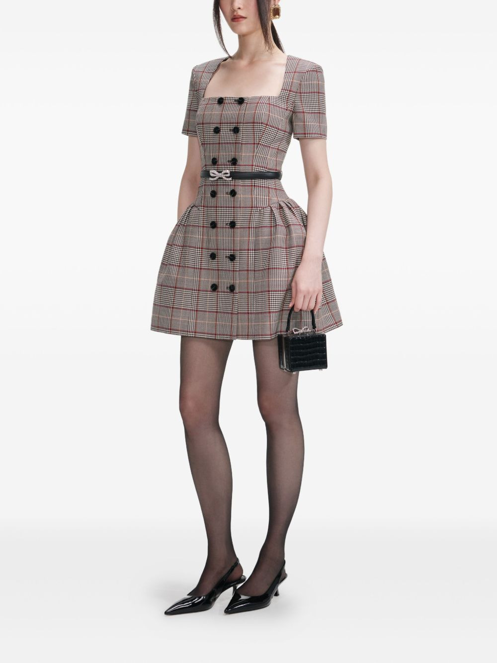 checked short sleeve mini dress - 3