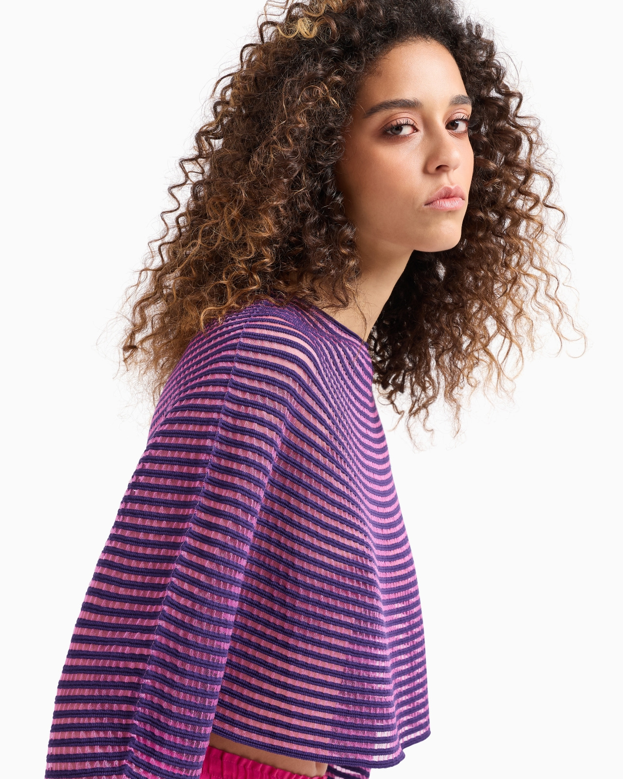 Cape-effect cropped jumper in ottoman fabric - 5