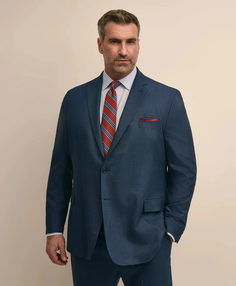 Brooks Brothers Explorer Collection Big & Tall Stretch Wool Blend Birdseye Suit Jacket - 1