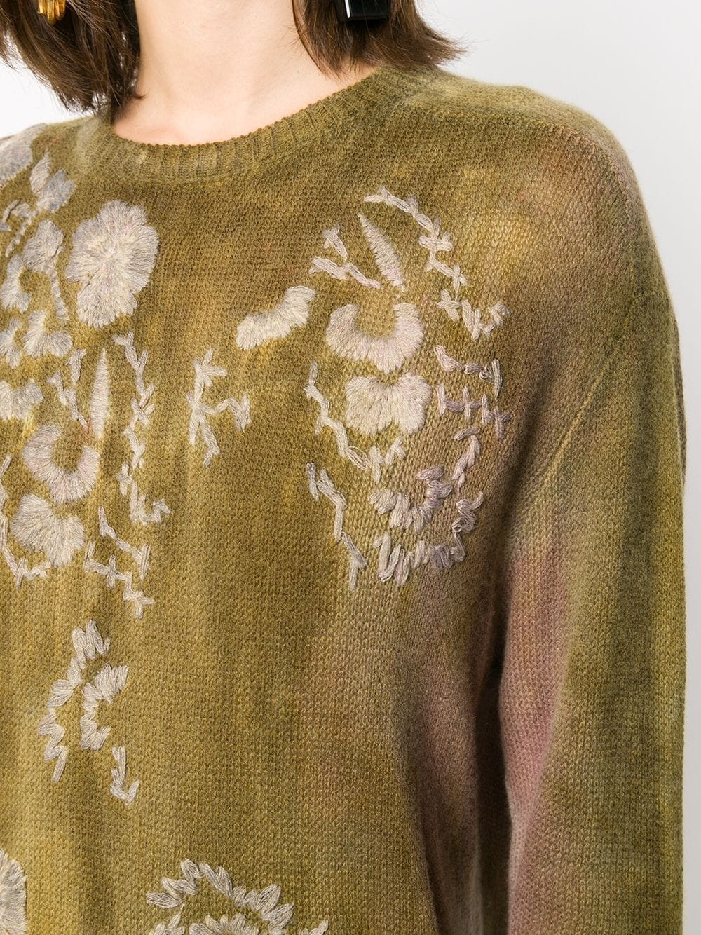 floral embroidered crew neck jumper  - 5