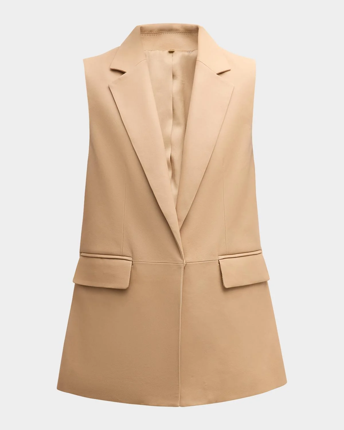 Diana Notched-Collar Leather Vest - 1