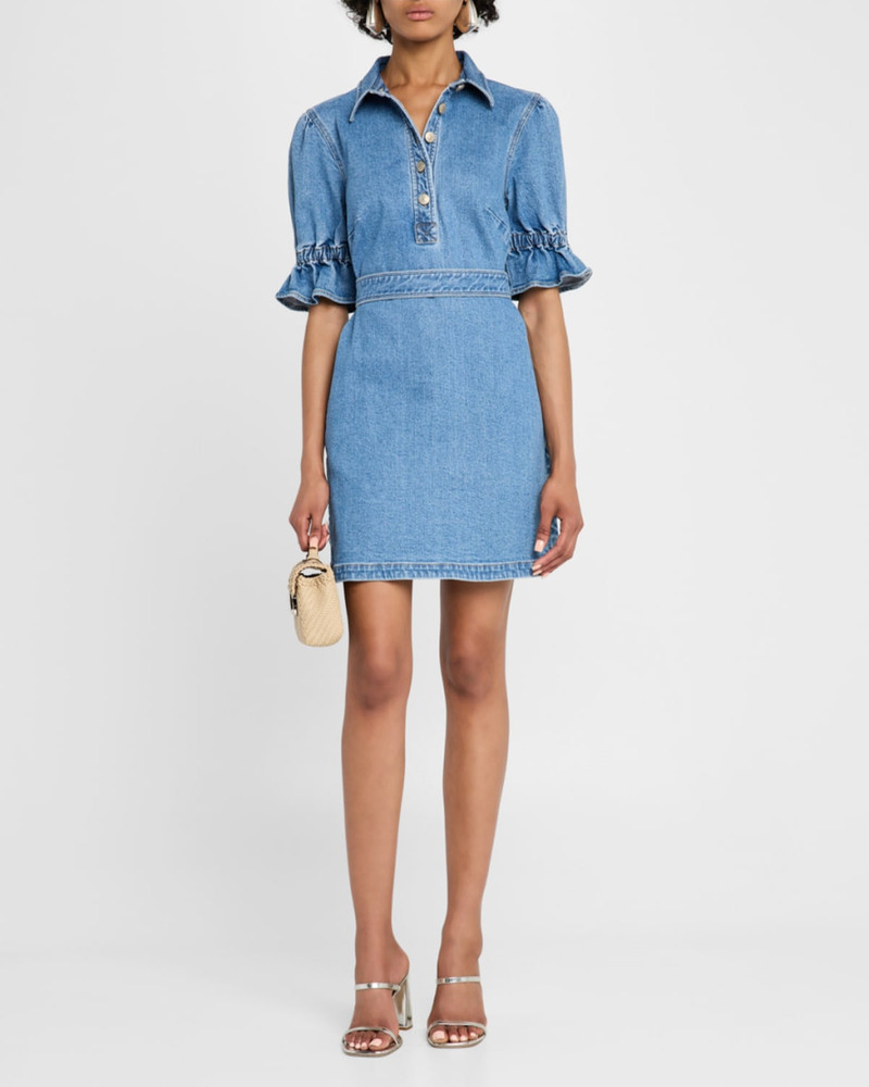 Cinq à Sept Nataly Denim Puff-Sleeve Mini Dress outlook