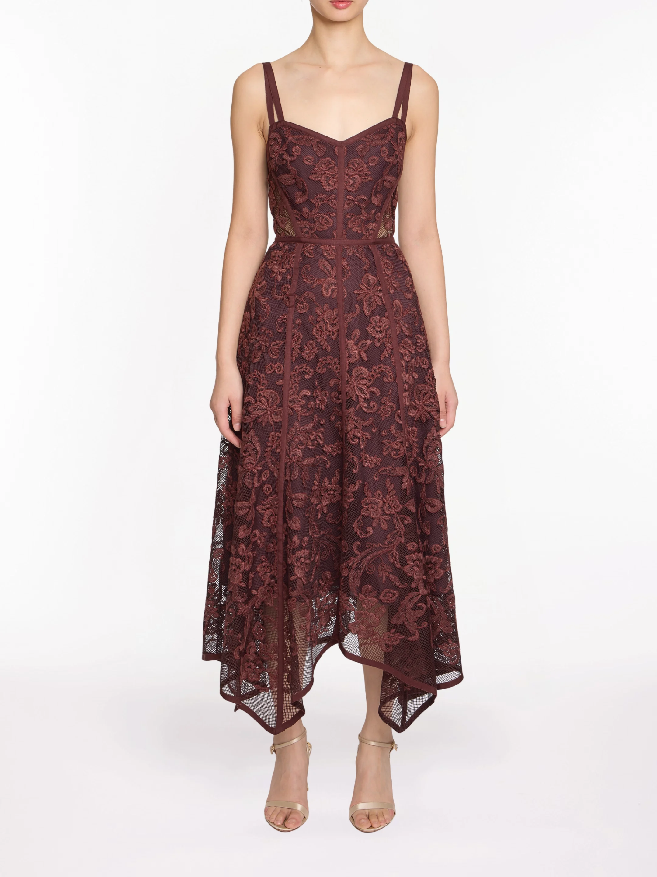 RIBBON STRAP CORDED LACE DRESS - 1