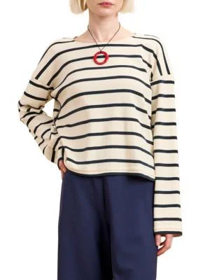 Women's Long Breton Tee - Ecru Multi - 1