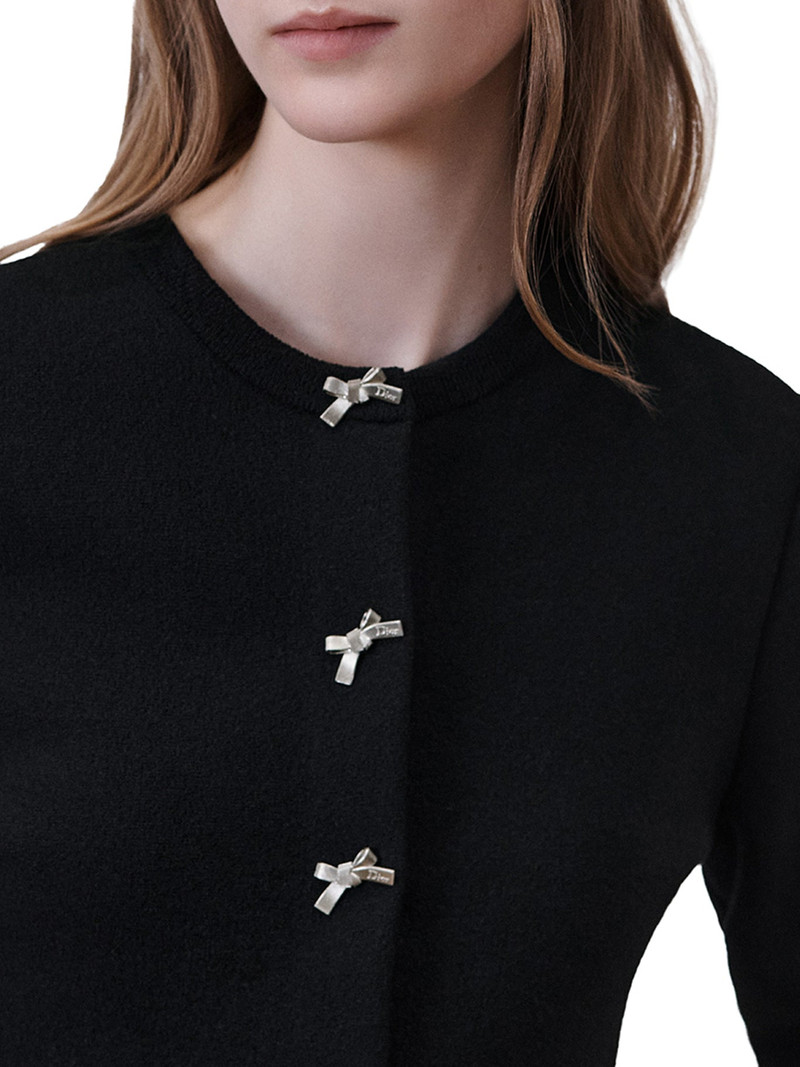 BLACK VIRGIN WOOL-BLEND KNIT PEPLUM JACKET 4