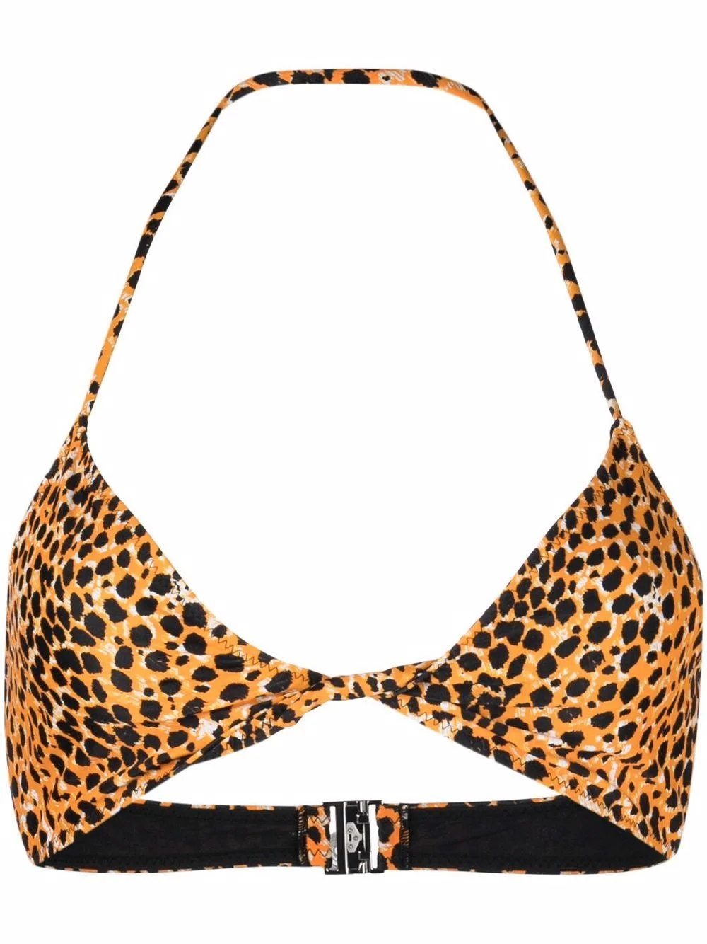 animal-print halterneck bikini top - 1