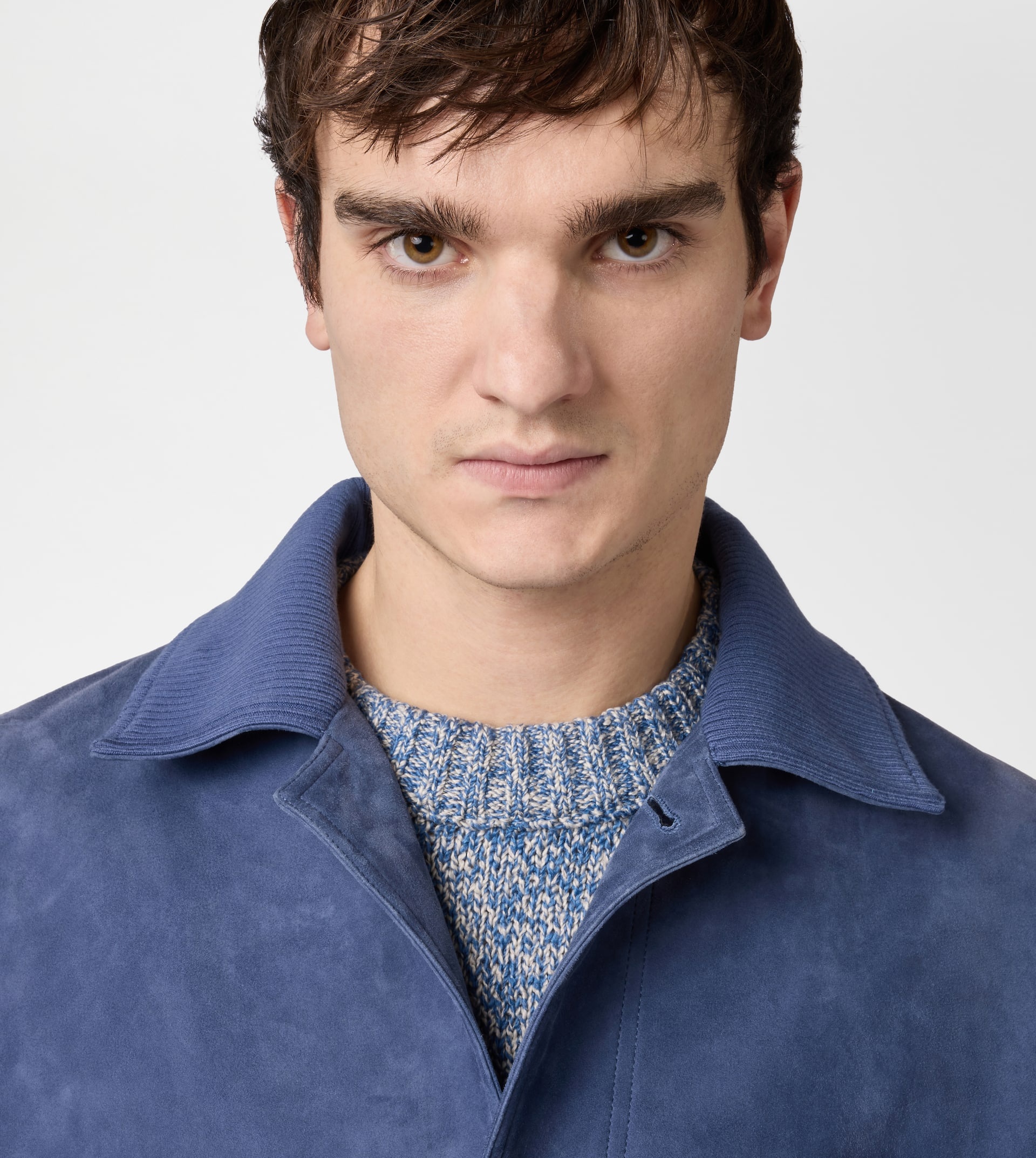 PASHMY COACH JACKET IN SUEDE - BLUE - 5