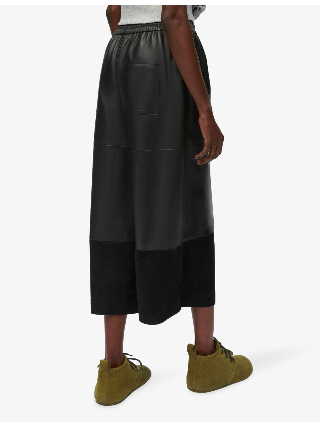 Brand-anagram cropped wide-leg leather trousers - 3