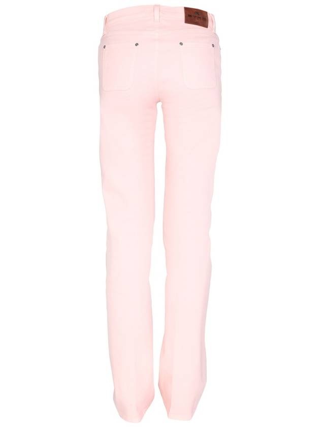 Women's Embroidered Flower Detail Straight Jeans Pink - 5