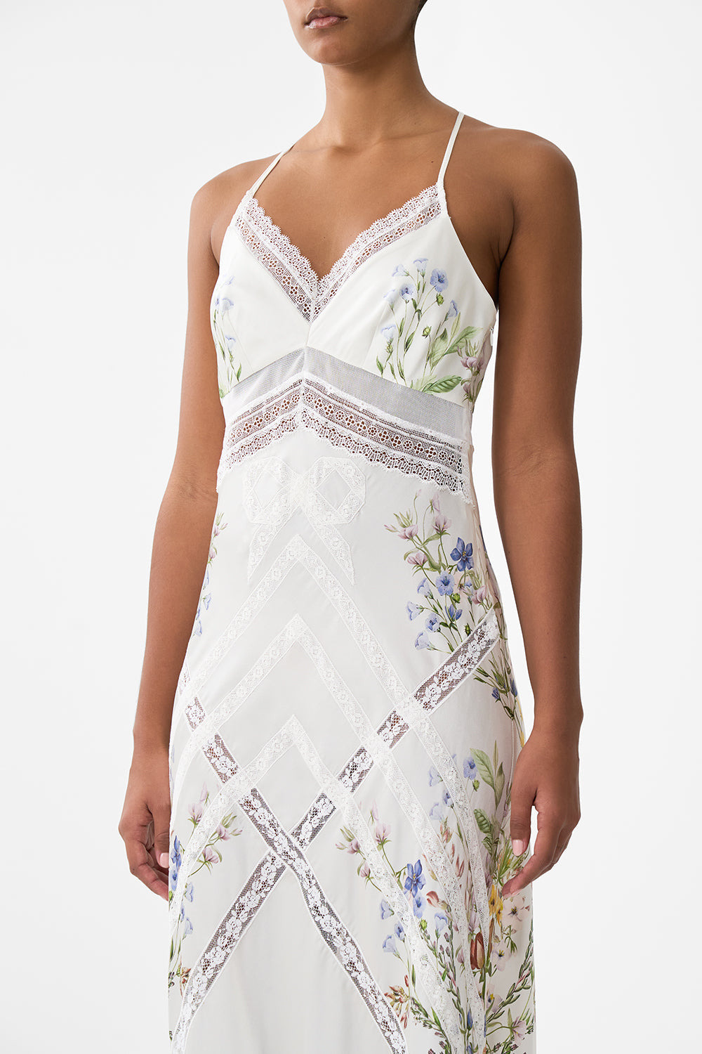 LACE SPLICE BIAS LONG DRESS - 5