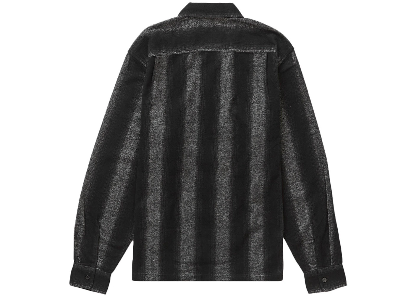 Supreme Stripe Flannel Zip Up Shirt Black - 2