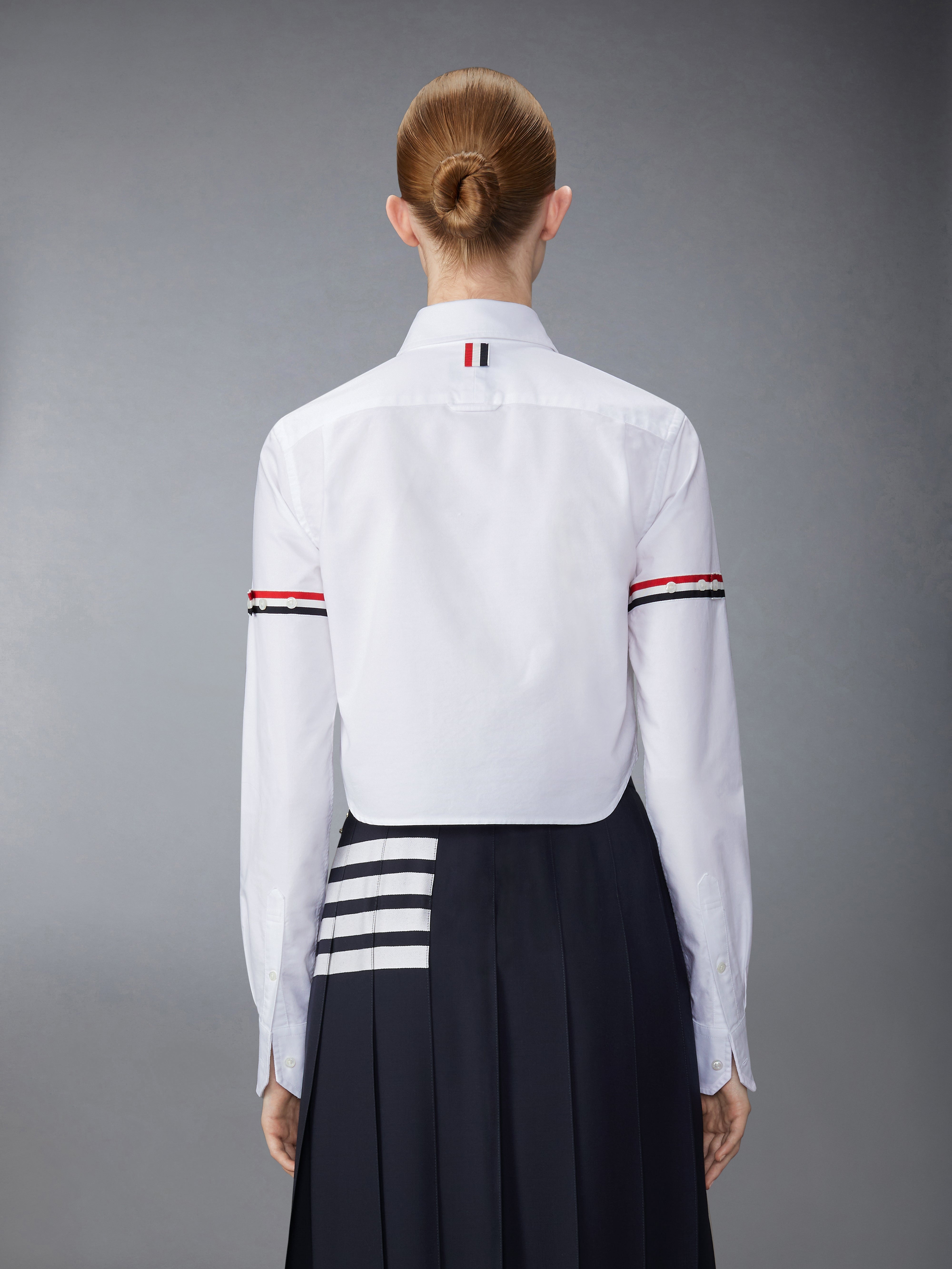 OXFORD ARMBAND CROPPED ROUND COLLAR SHIRT - 5
