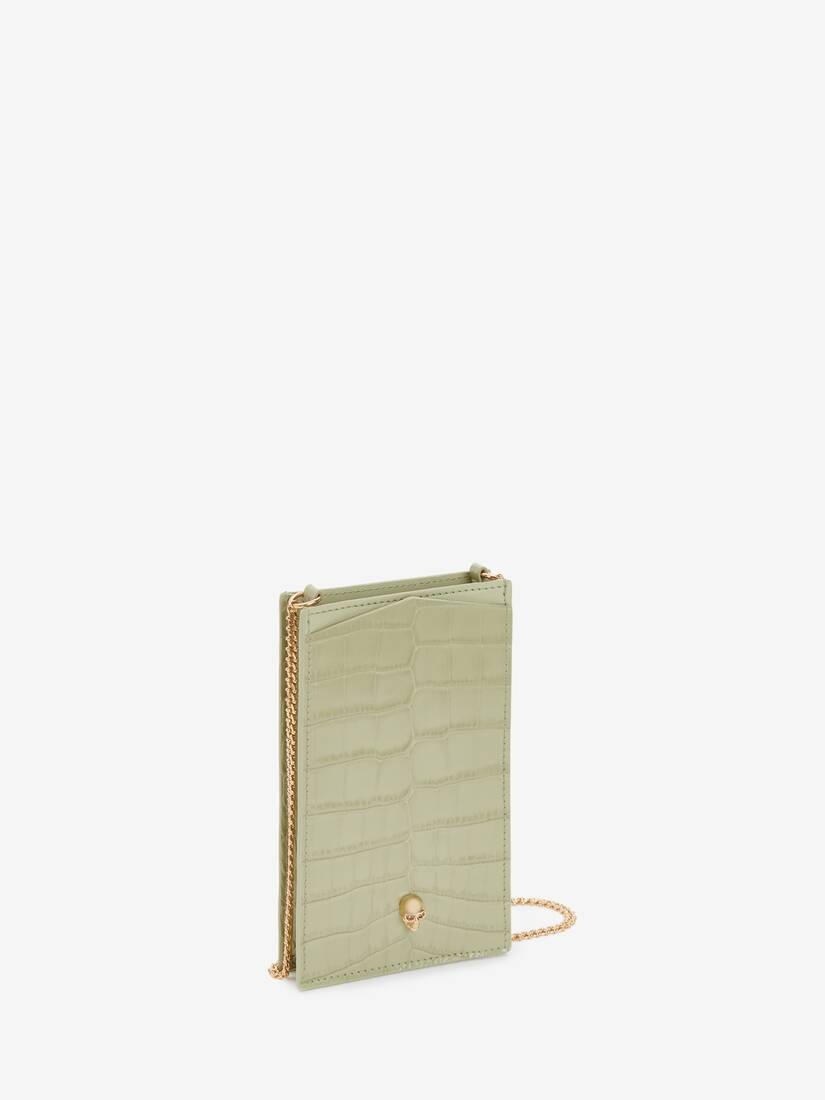 Skull Phone Case With Chain in Sage - 2
