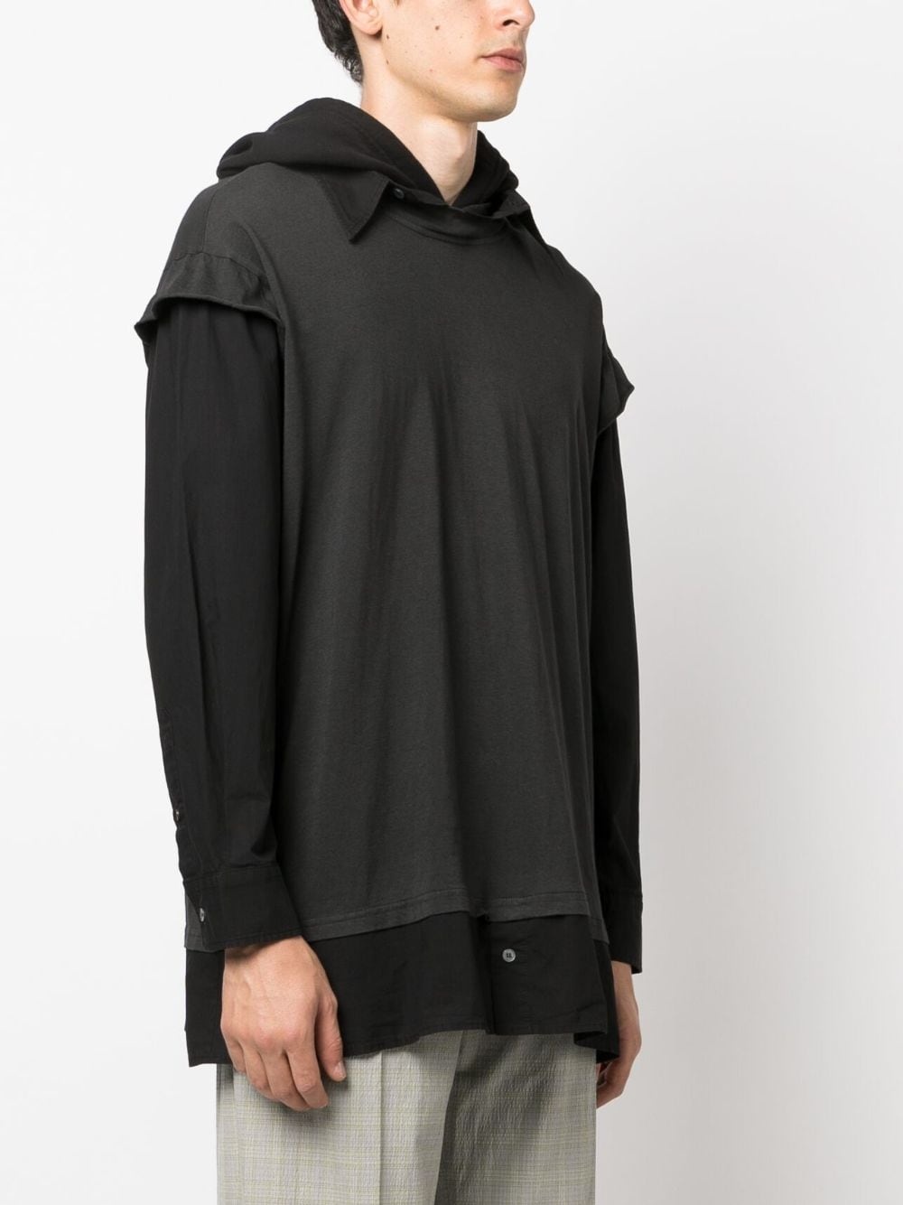 long-sleeve layered hooded T-shirt - 3
