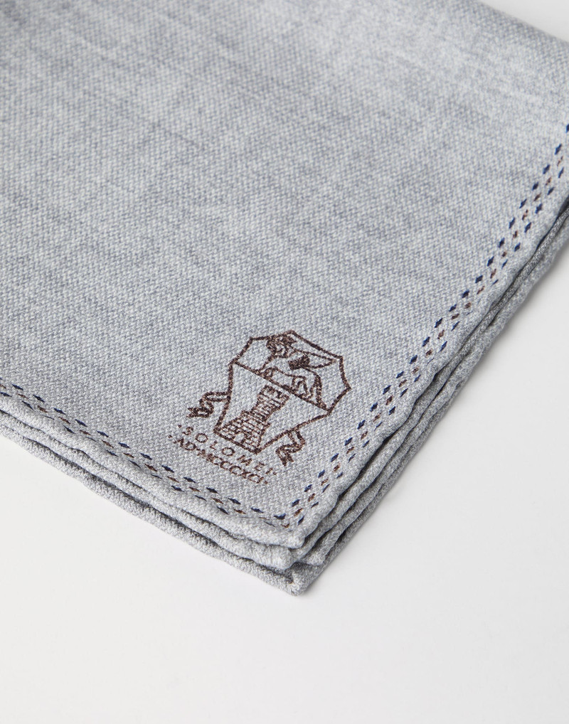 Brunello Cucinelli Silk pocket square with printed logo outlook