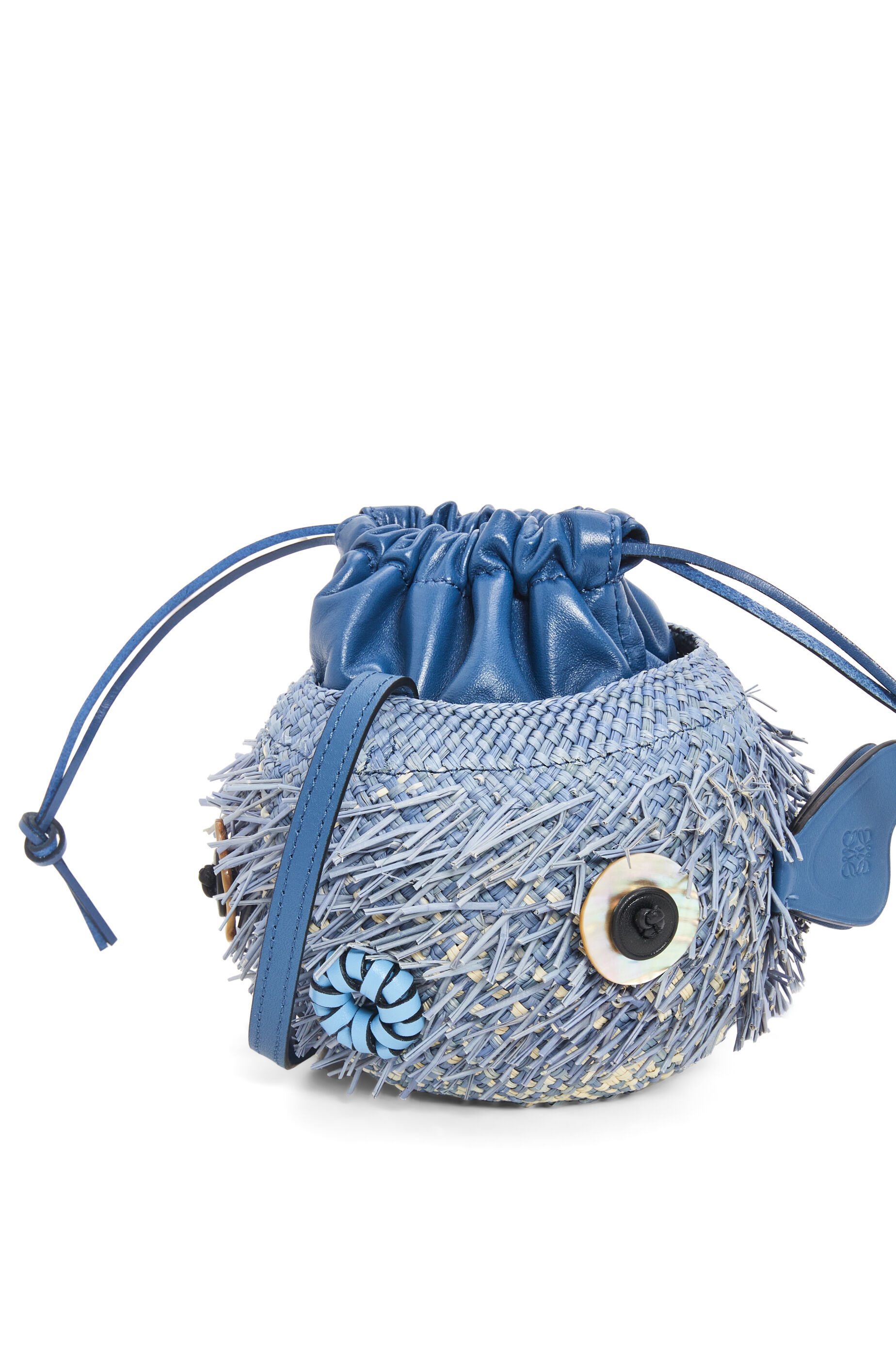 Blowfish pouch in iraca palm and calfskin - 5