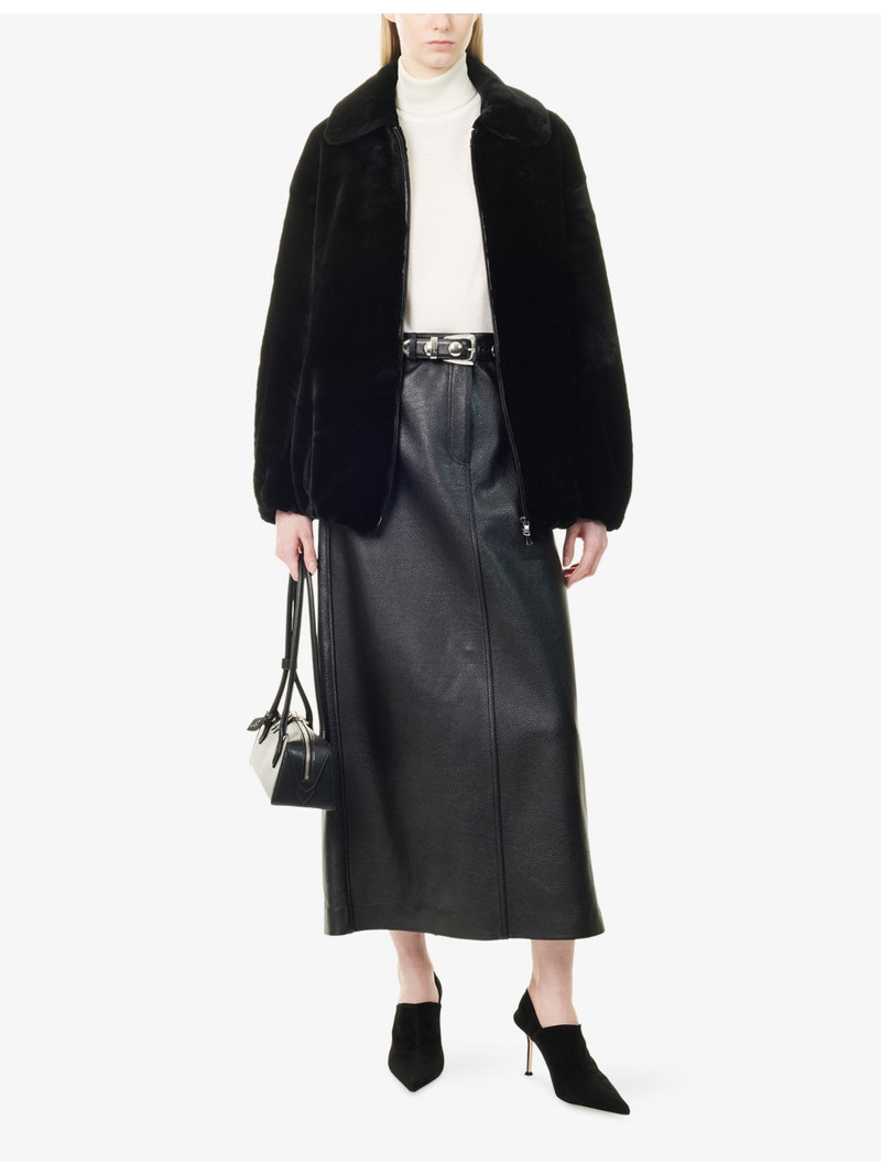 NOUR HAMMOUR Oversized Plush Shearling Bomber Jacket outlook