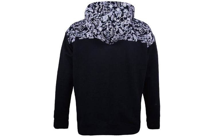 Converse stitching graphic print hooded drawstring sweatshirt men black 10019772-A01 - 2