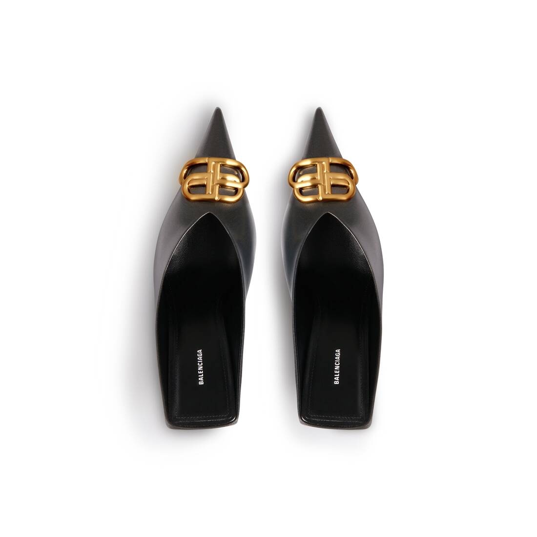 Women's Square Knife Bb 80mm Mule Metallized in Gunmetal/gold - 6