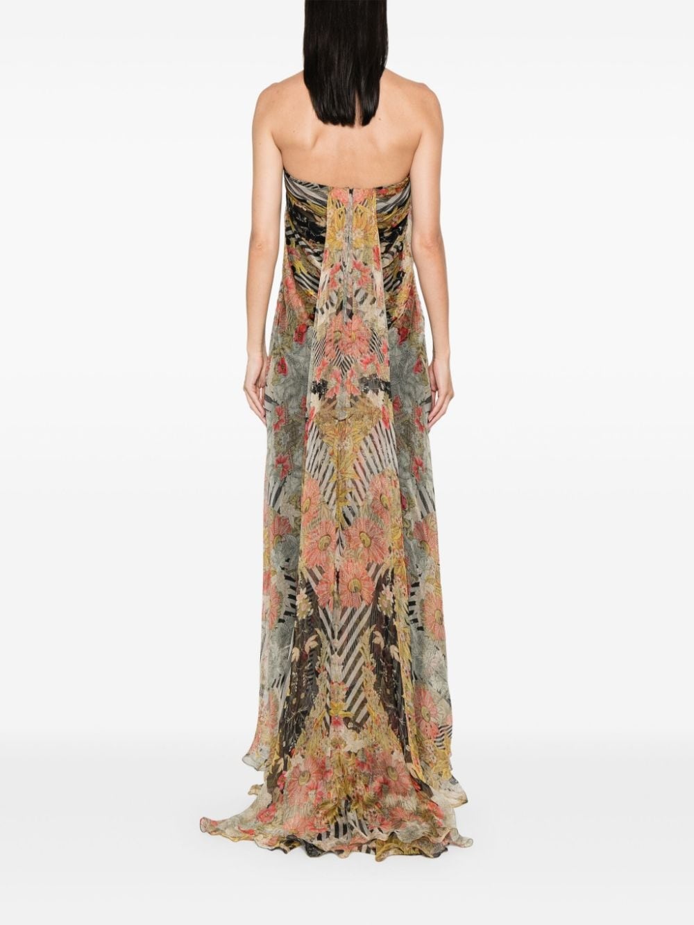 strapless silk dress - 4