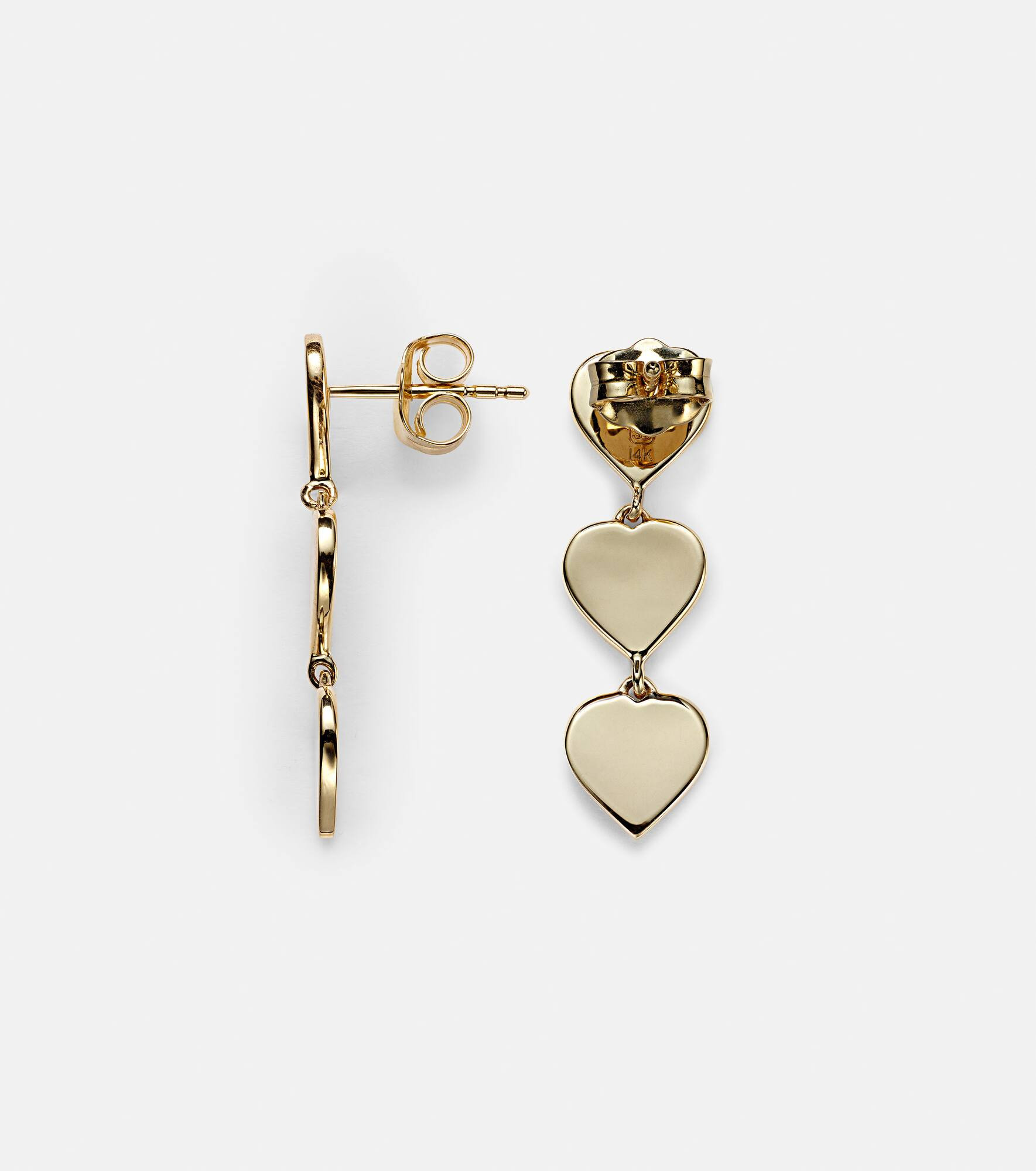 Pure Three Heart Linear 14kt gold earrings - 4