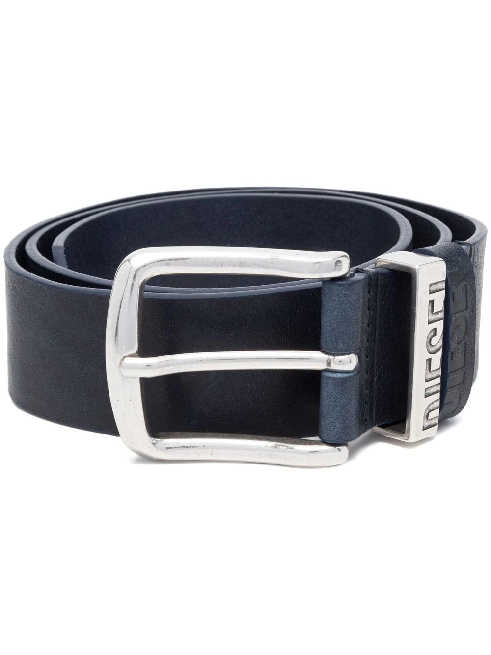 logo-loop leather buckle belt - 1