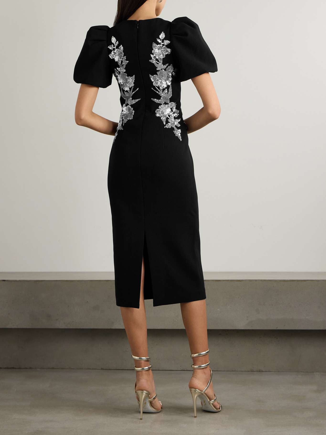 Monroe sequin-embellished textured-crepe midi dress - 3