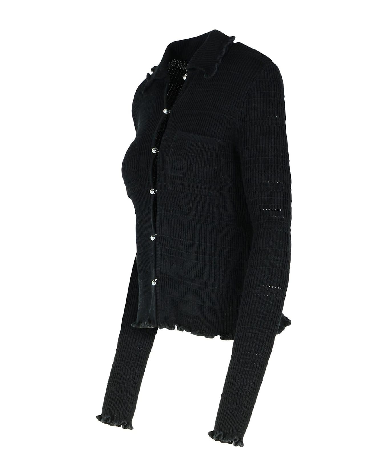 Ribbed Buttoned Cardigan - 3